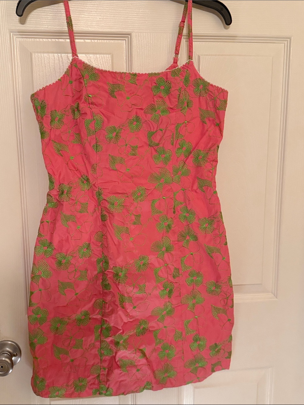 Lilly Pulitzer Coral Pink Mini Dress with Green Floral Print